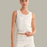 Valentine Button Down Sleeveless Top
