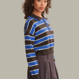Vera Double Johnny Collar Rugby Stripe Pullover