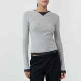 Organic Cotton V Neck Long Sleeve Top