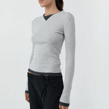 Organic Cotton V Neck Long Sleeve Top
