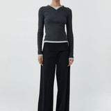 Organic Cotton V Neck Long Sleeve Top