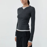 Organic Cotton V Neck Long Sleeve Top