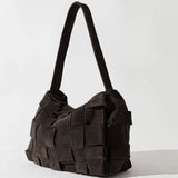 Suede Woven Envelope Mini Tote