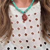 Teal Turquoise Beads with Ruffle Pendant