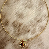 Gold Choker with Tiger Eye Button
