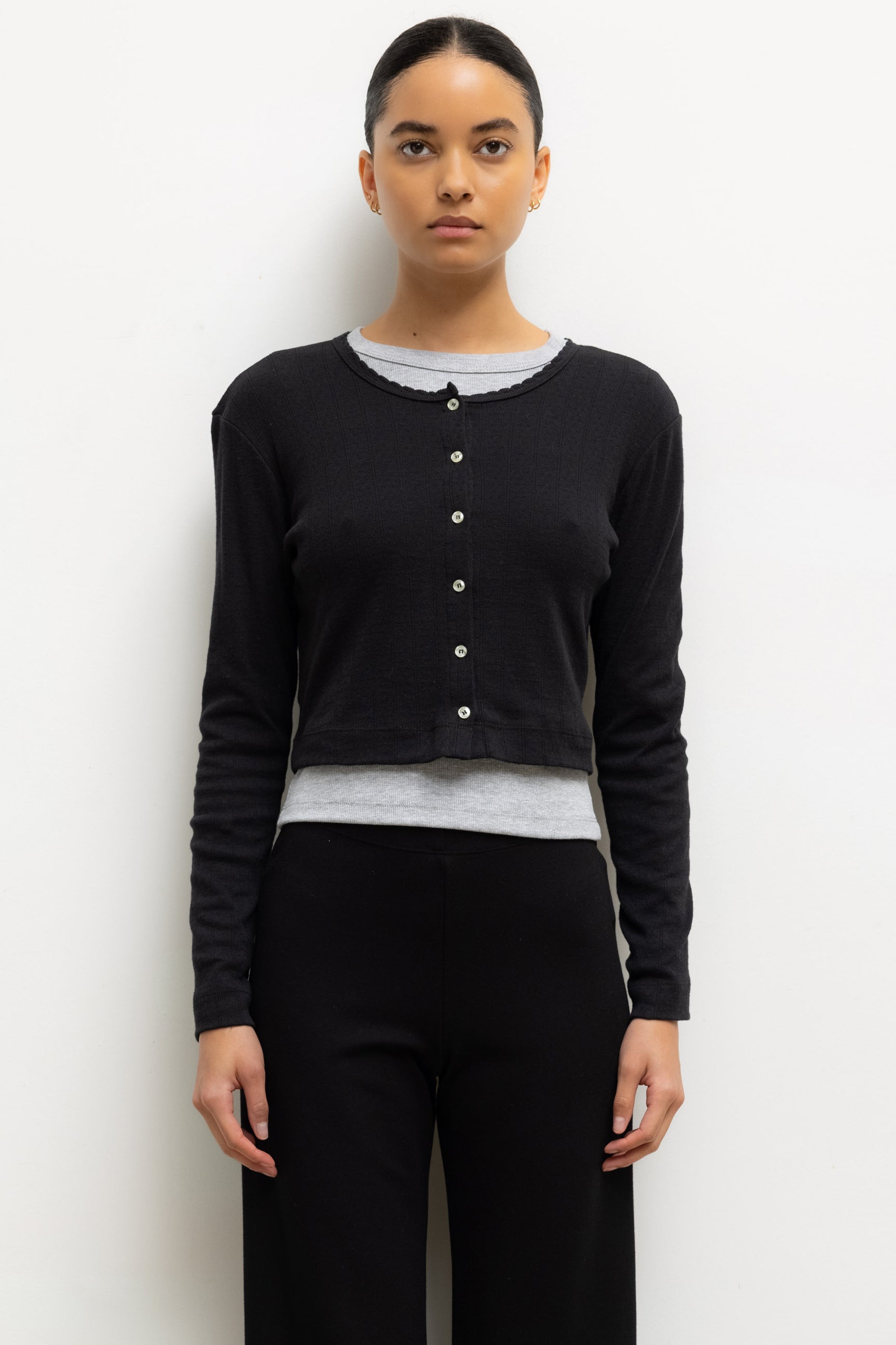 Pointelle Crop Cardigan