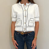 Ivy Stitch Crew Short Sleeve Cardigan