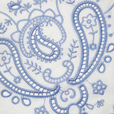 White And Blue Embroidered Linen Skort
