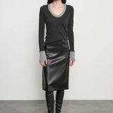 Fine Cashmere Jersey Contrast Easy Cuffed U