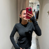 Cashmere Jersey Easy Cuffed Crew