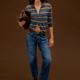 Lexi Mid Rise Bowed Straight Jean - Moonwave