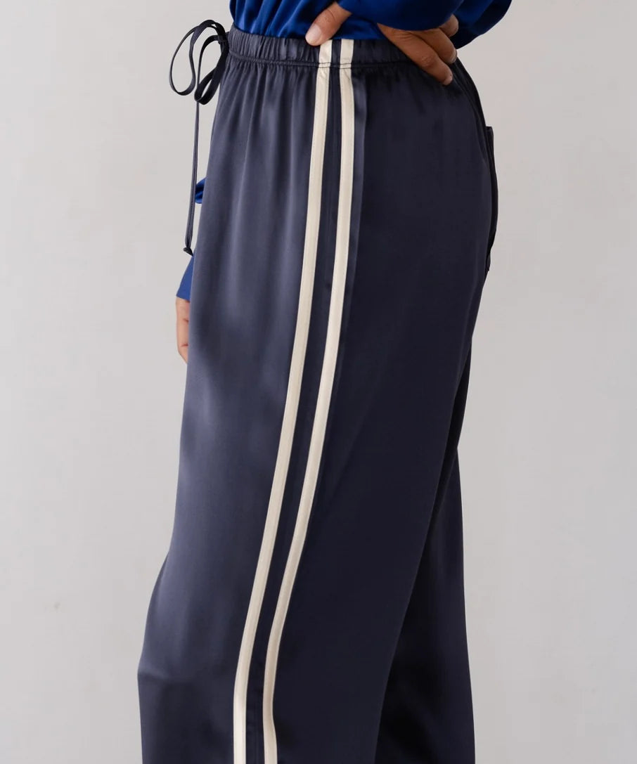 The Silk Stripe Crop Pant
