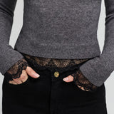 Olivia Lace Combo Henley Sweater