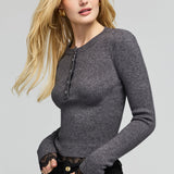 Olivia Lace Combo Henley Sweater