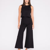 Ponte Knit Wide Leg Pant: Cropped