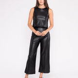 Vegan Leather Cropped Straight Leg Pant: Cropped