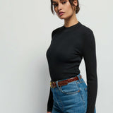 Gina Slim Mock Neck Jet Black