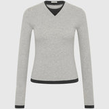 Organic Cotton V Neck Long Sleeve Top