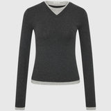 Organic Cotton V Neck Long Sleeve Top
