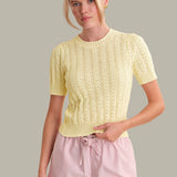 Harper Pointelle Puff Sleeve Pullover