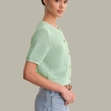 Celine Cotton Cropped Pointelle Cardigan
