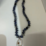 Blue Quartz Beads with Clear Quartz Pendant