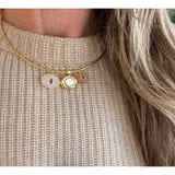 Gold Choker- Pink and Pearl 3 Charm Combo