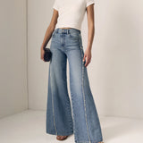 Joss Wide Leg Fray Outseam