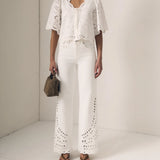 Column Eyelet Jean White