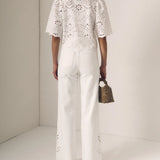 Column Eyelet Jean White