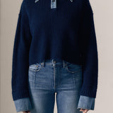 Harvey Sweater Denim Collar