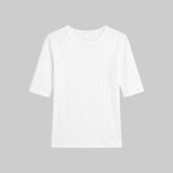 Pointelle Mid Sleeve Slim Fit Tee