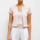 Pointelle Short Sleeve Cardigan