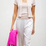 Pointelle Short Sleeve Cardigan