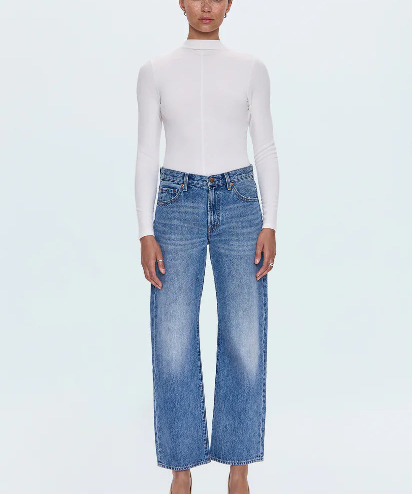 Lexi Mid Rise Bowed Straight Jean - Metropolis