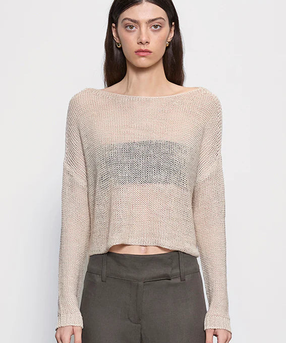 Linen Open Knit Bateau Sweater