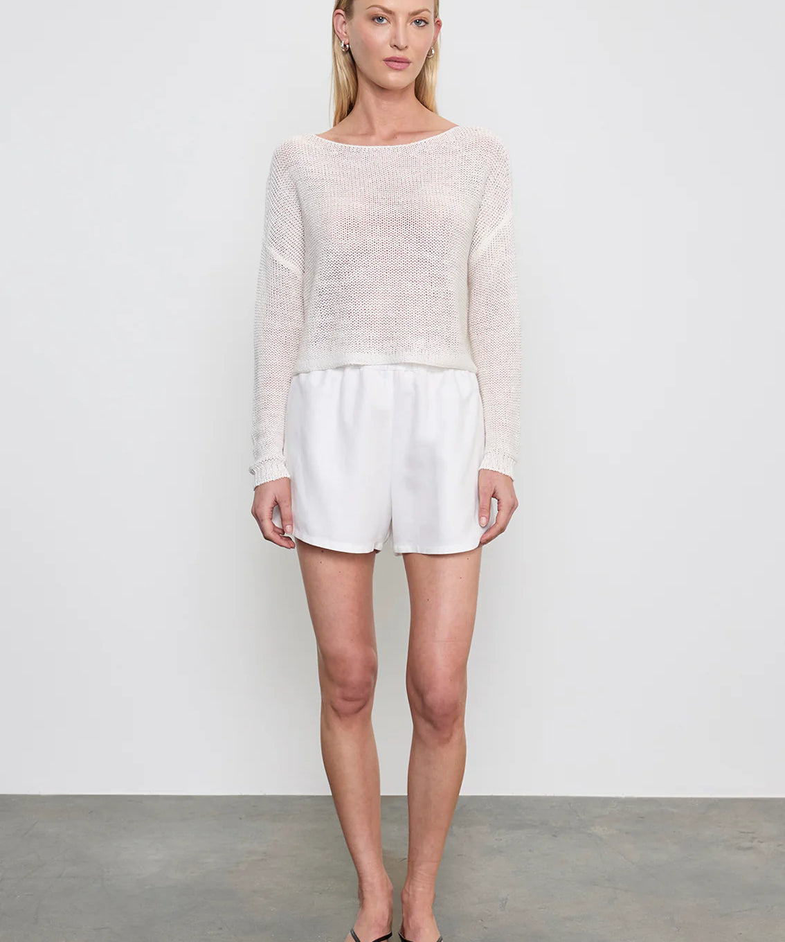 Linen Open Knit Bateau Sweater