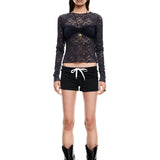 Midnight Lace Long Sleeve Top