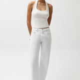 Lexi Mid Rise Bowed Straight Jean - Vintage White
