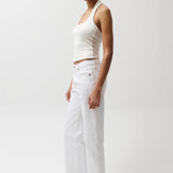 Lexi Mid Rise Bowed Straight Jean - Vintage White