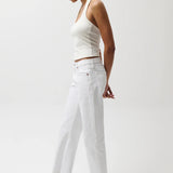 Lexi Mid Rise Bowed Straight Jean - Vintage White