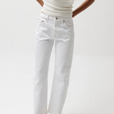 Lexi Mid Rise Bowed Straight Jean - Vintage White