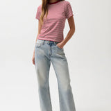 Lexi Mid Rise Bowed Straight Jean - Bowie