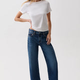 Lexi Mid Rise Bowed Straight Jean - Moonwave