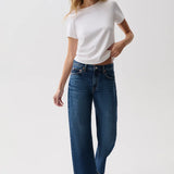 Lexi Mid Rise Bowed Straight Jean - Moonwave