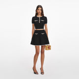 Black Pointelle Mini Skirt