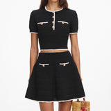 Black Pointelle Mini Skirt