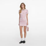 Pink Textured Knit Mini Dress