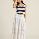 Justine Sweater Tank Navy W/ Antique White Stripe