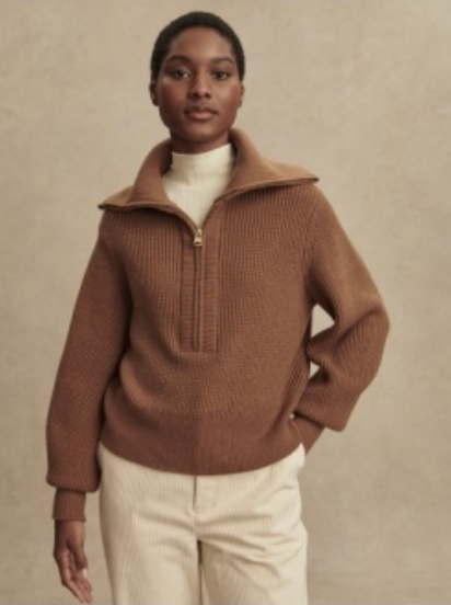 Maura Half Zip Rib Knit